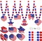 24 Set 4th of July Patriotic Craft Kits Independence Day Necklace Craft with Red White Blue Pony Beads Star Beads Wooden Pendants